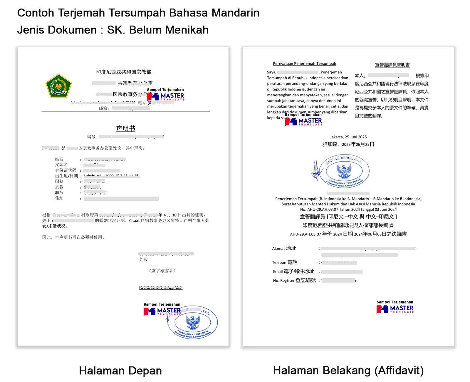 Terjemahan Tersumpah Bahasa Mandarin