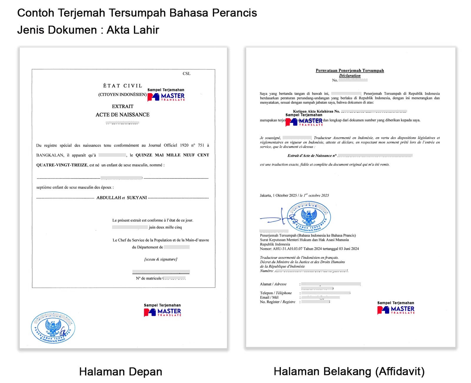 Terjemahan Tersumpah Bahasa Prancis