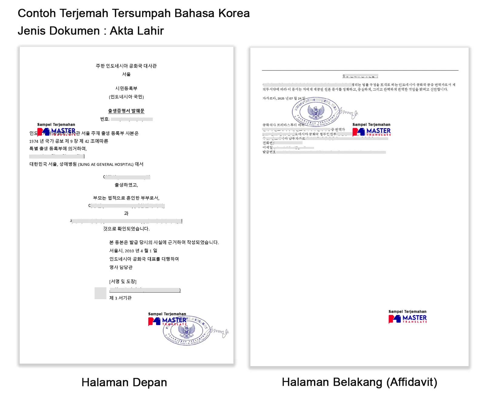 Terjemahan Tersumpah Bahasa Korea